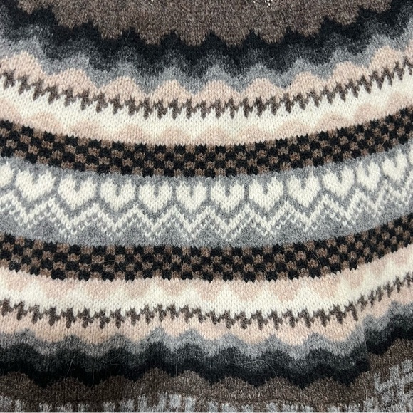 Sundance Lambswool 3/4 Sleeve Button Fair Isle Cardigan Sweater Nordic M cabin - Picture 3 of 9
